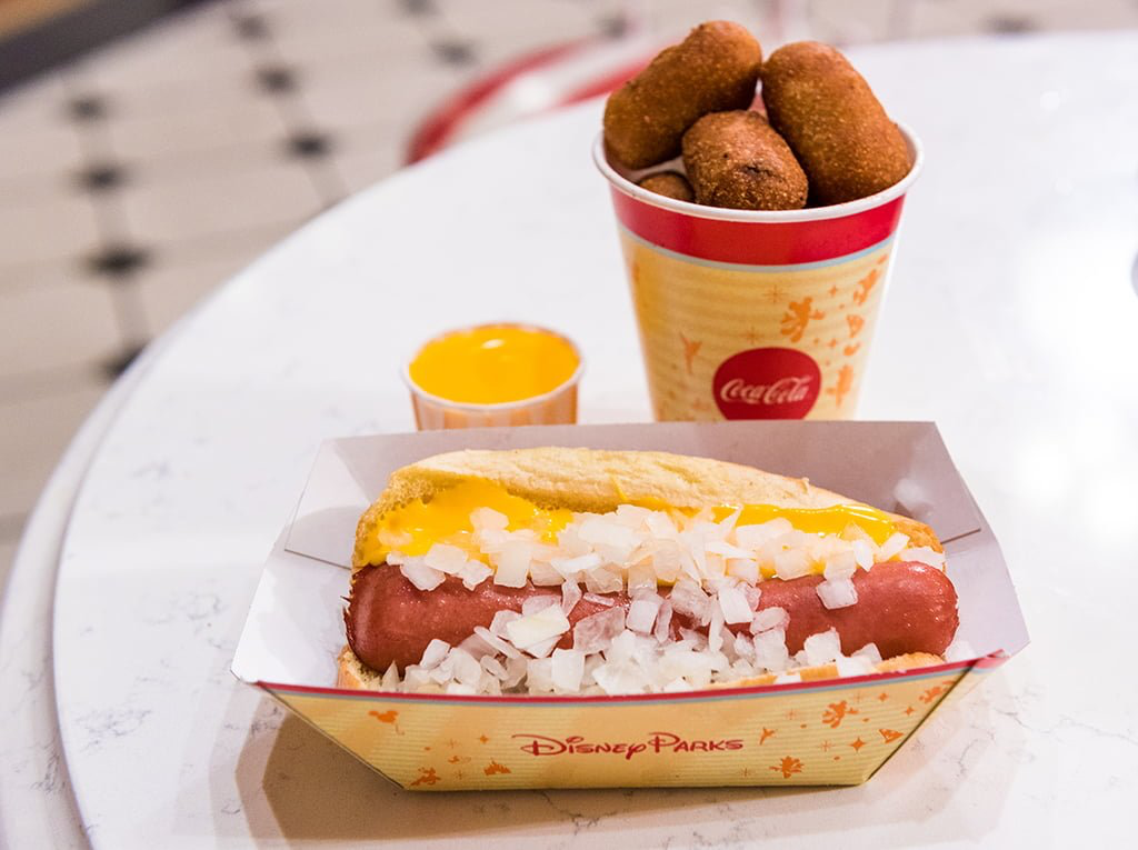 Hot dogs and french fries at Casey's Corner in Magic Kingdom